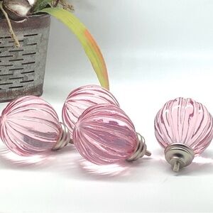 Pottery Barn Pink Glass Curtain Finials